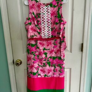 Lilly Pulitzer Leif Maxi 2 Piece Set Kelly Green Hibis Kiss Size 8